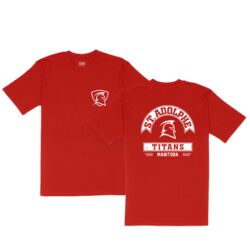 École St. Adolphe School Student Arched T-shirt Adult Red Thumbnail