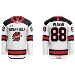 Stouffville Clippers Cut & Sew Hockey Jersey White - ADULT Thumbnail