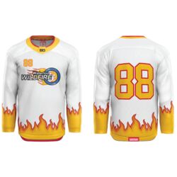 Waterloo Wildfire White Sublimated Hockey Jersey - JR Thumbnail